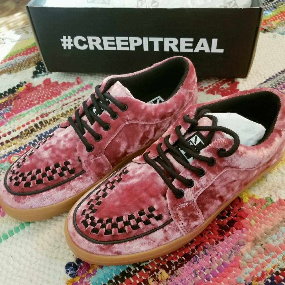 TUK rose pink velvet creeper sneakers